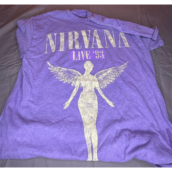Vintage Nirvana "Live '93 In Utero Tour" T-Shirt Purple Grunge Band Tee (Unisex) - Picture 1 of 6